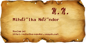 Mihálka Nándor névjegykártya